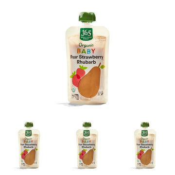 365 By Whole Foods Market, Baby Food Pear Strawberry Rhubarb Organic, 4 Ounce (Pack Of 4)