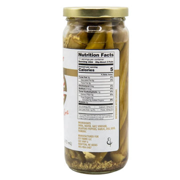 Ely Farms | Pickled Okra | Family Recipe | Zesty Dill And Garlic Flavor | Hint Of Chili Pepper | Delicious Appetizer Or Bloody M