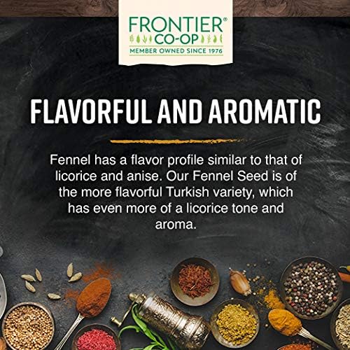 Frontier Co-Op Whole Fennel Seed, 16-Ounce Bulk, Mild Sweet Flavor, Aromatic, Reminiscent Of Licorice, Kosher