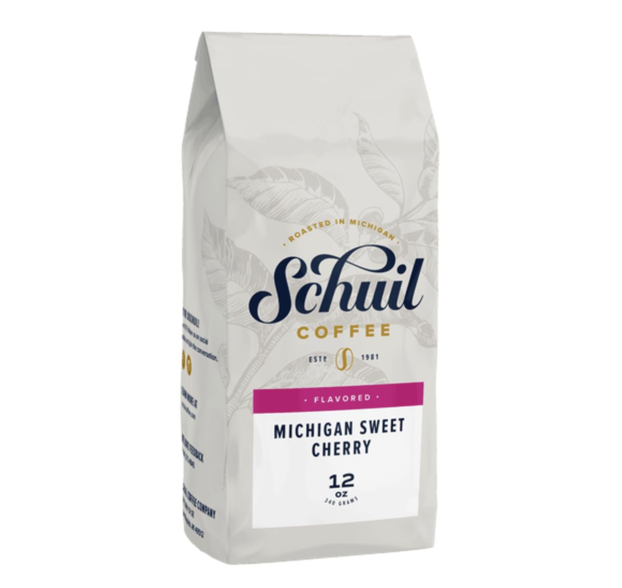 SCHUIL Whole Bean Coffee, Premium Roasted Artisan Coffee, Smooth & Full Bodied, 12 oz Bag, Michigan Sweet Cherry