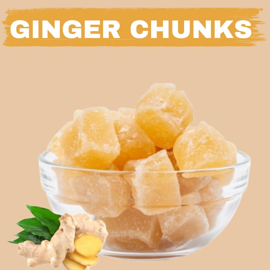 Sweetaholic Crystallized Ginger Chunks - 5 Lb Bulk Bag - Non-Gmo, Kosher, Sugar-Coated Dried Ginger - Spicy Sweet Snack For Dige