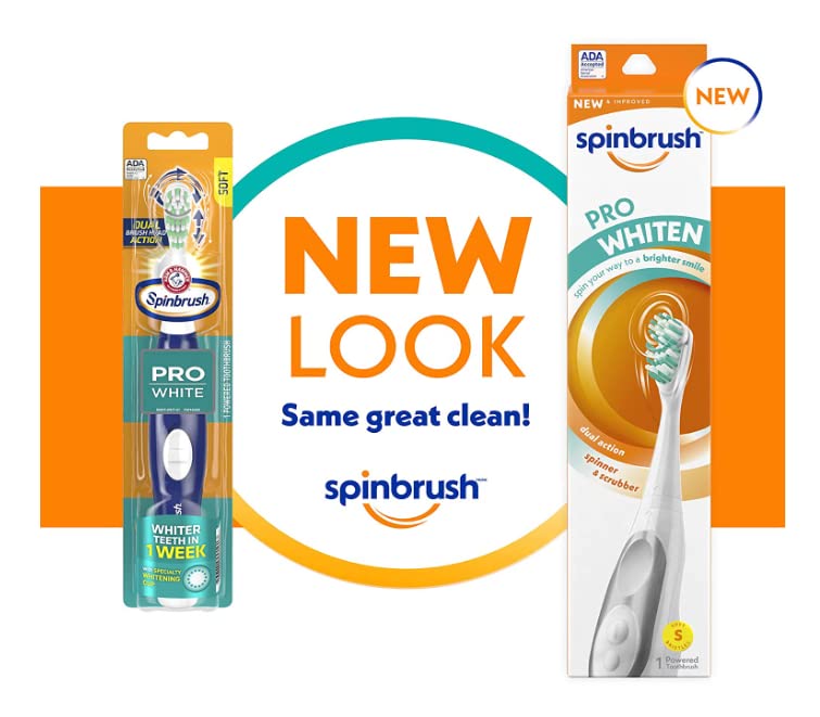 Spinbrush Pro Ultra White Powdered Toothbrush, Soft (Pack Of 2)