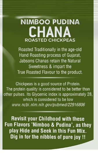 Jabsons Roasted Chana Nimboo Pudina, 150Gm | 100% Roasted No Onion No Garlic | Roasted Chana Namkeen Snacks Gluten-Free | Crunch