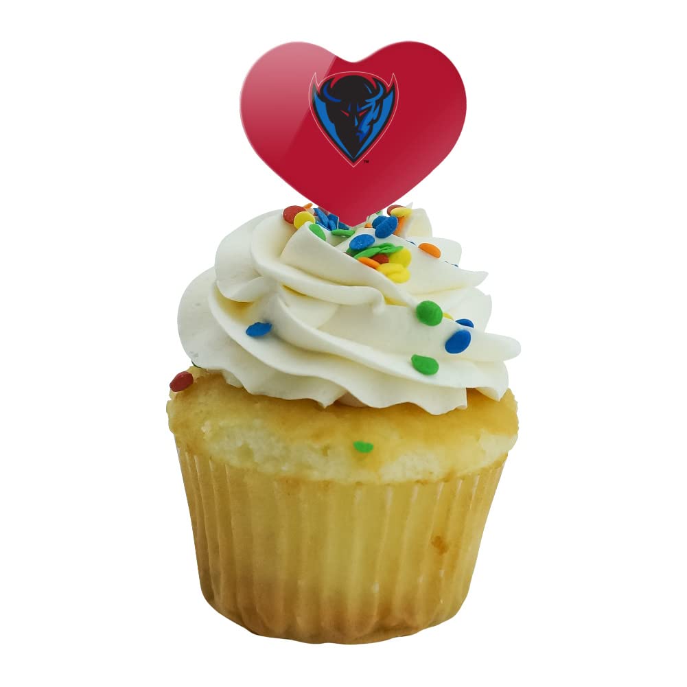 GRAPHICS & MORE Cupcake Picks Set of 6, Acrylic, DePaul University, Heart Love Design, One Size