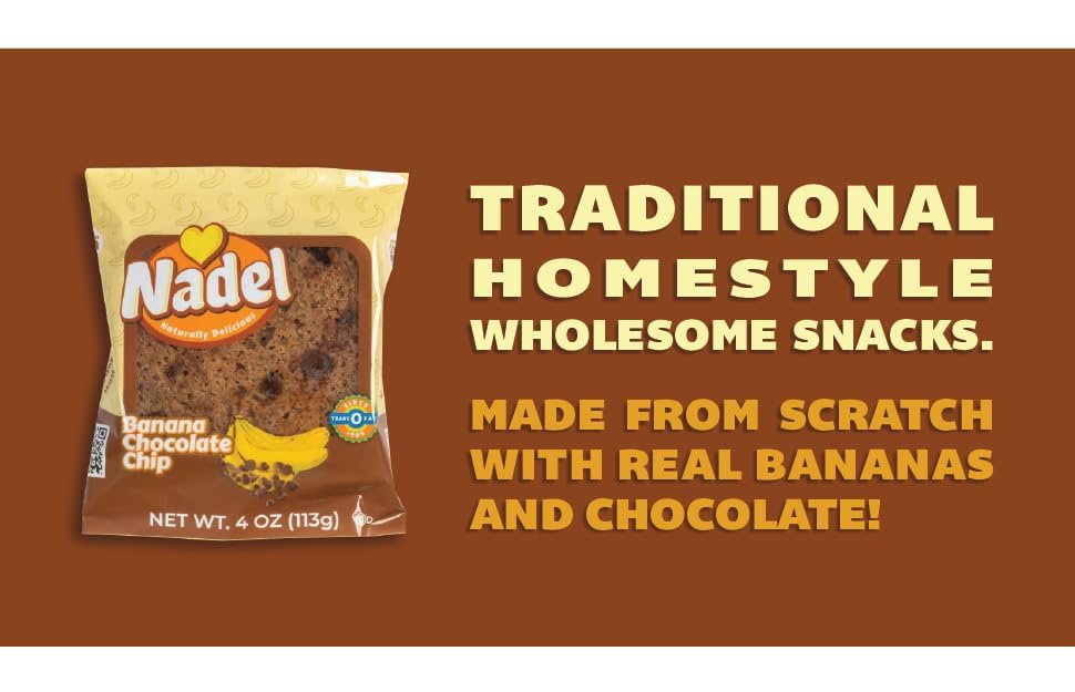 Nadel - Naturally Delicious Sweet Breads Variety Pack (Banana Chocolate Chip, Vanilla Pound Cake, Apple Spice, Pumpkin Spice). (