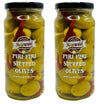 Sanniti Piri Piri Peppers Stuffed greek Olives Net Weight 16 oz - Drained Weight 10 oz (Pack of 2)