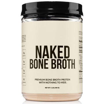 NAKED Bone Broth - Beef Bone Broth Protein Powder - 21G Protein  17G Collagen - Gut Health and Joint dietary product - Unflavored - No GMO  Gluten-Free  Soy Free - 1LB