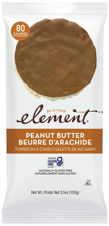 Element Snacks, Peanut Butter Topped Rice Cakes, Gluten Free & Non-GMO, 3.5 Oz (Pack of 6)