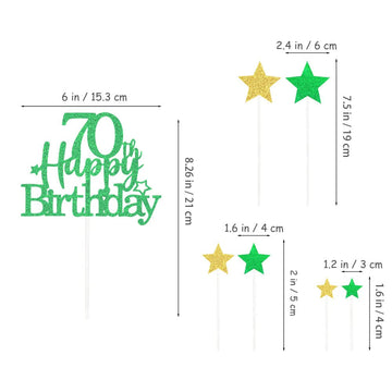 Glittery 70Th Happy Birthday Cake Topper With Star,Personalised 70 Birthday Cake Toppers Party Decorations Party Supplies For Bo