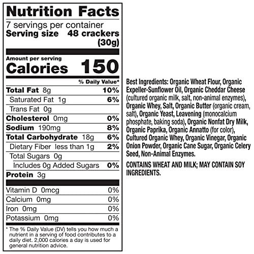 AnnieS Organic Cheddar Bunnies Snack Crackers, Extra Cheesy, Baked With Real Cheese, 7.5 Oz.
