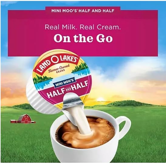 Land Coffee Creamer Mini Moos Half & Half Creamer Singles, 192 Count