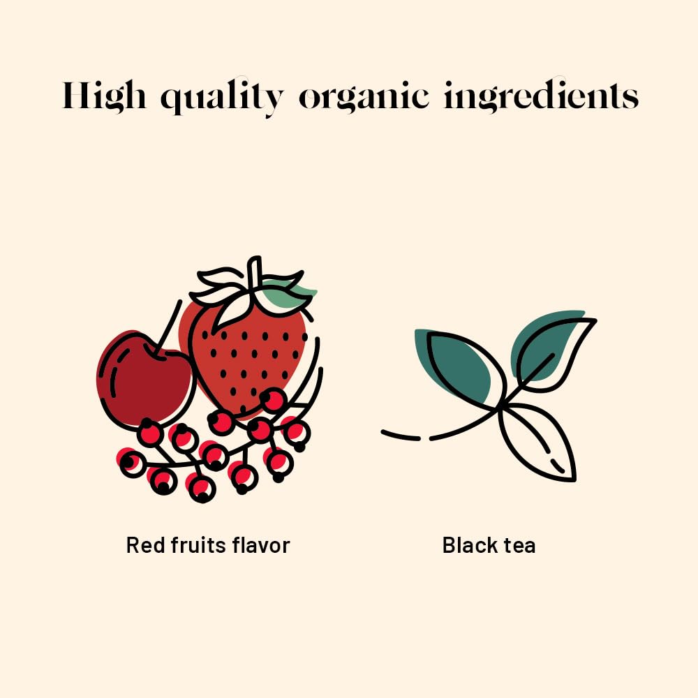 Kusmi Tea - Pack of 2 Boxes of Tea Bags - Four Red Fruits - Organic Black Tea - Flavored with Strawberries, Raspberries, Redcurr