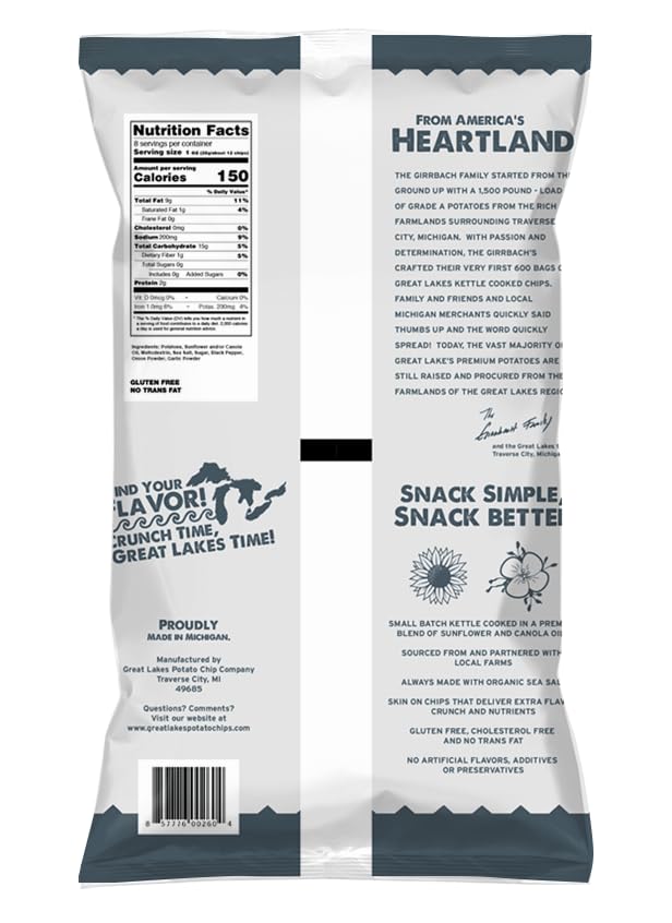 Kettle Cooked Potato Chips By Great Lakes Value Pack Bundled By Superdeals | 1.375 Oz Bag | Sea Salt, Pepper & Onion | Pack Of 1