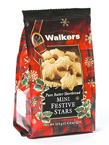 Walkers Shortbread Mini Festive Stars Shortbread Holiday Cookies, 4.4-Ounce Bag (Pack of 6)