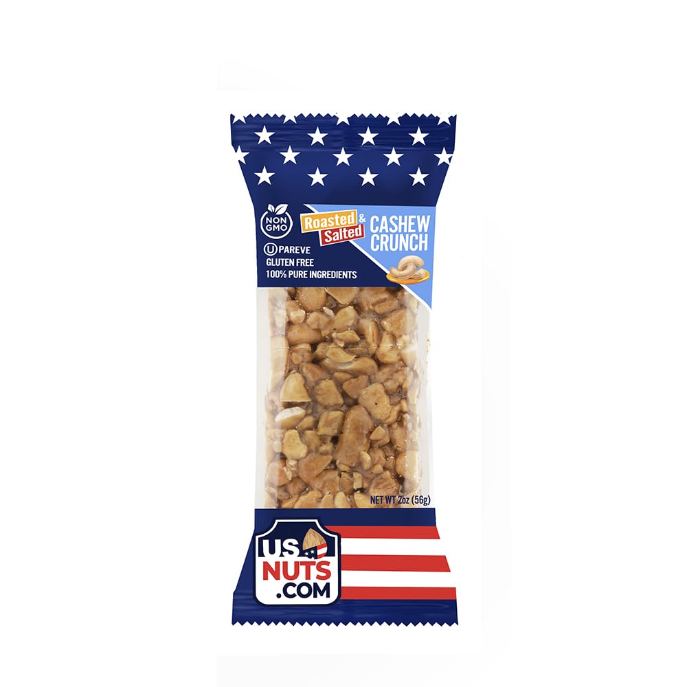 Nutty Crunchers Roasted and Salted Honey Crunch Bar - Cashew, 12 Bars/box