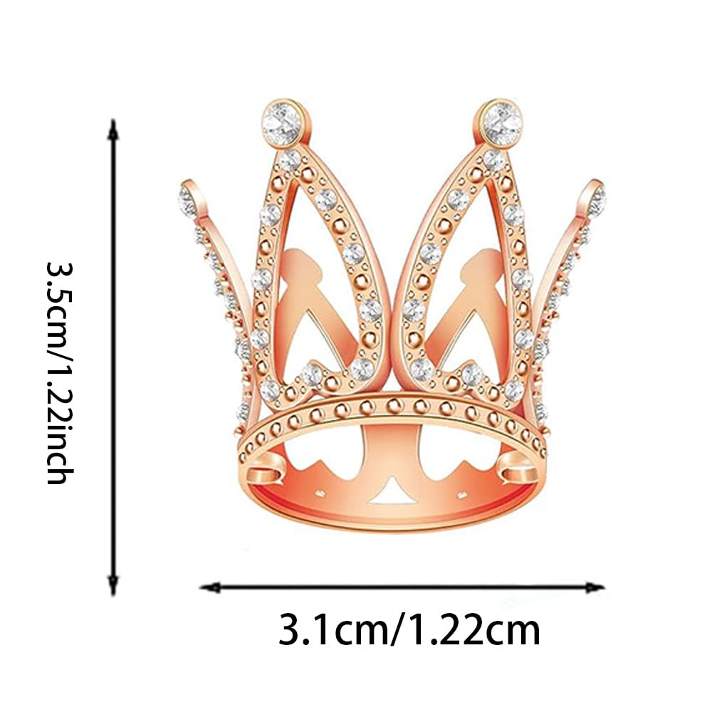 Fulanfudi Mini Crown Cake Topper Set, 16pcs, Rhinestone, Alloy, Small, Rose Gold, Baby Shower, Princess Birthday Decorations