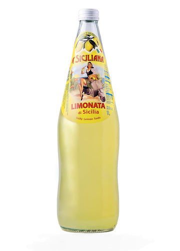A SICILIANA Sicilian Sparkling Beverage - Authentic Italian Limonata Soda - 33.8 Fl Oz Glass Bottle - Orange