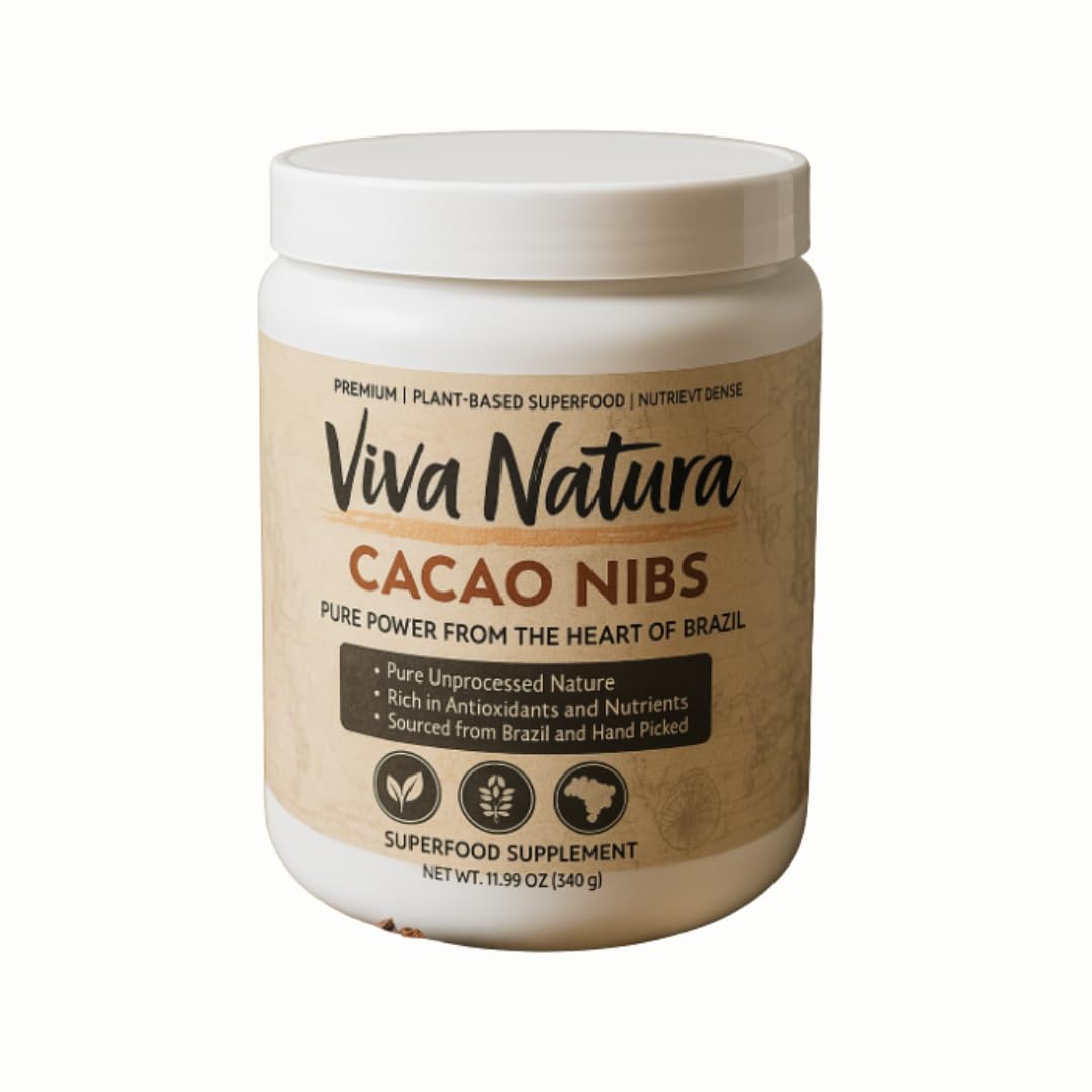 Viva Nativa Cacao Nibs – Enhanced Raw Superfood From Brazil, Rich In Antioxidants & Magnesium – Keto, Paleo, Vegan, Gluten-Free – Great For Smoothies, Baking & Snacks (12Oz) (1Pack, 12.0, Ounce)