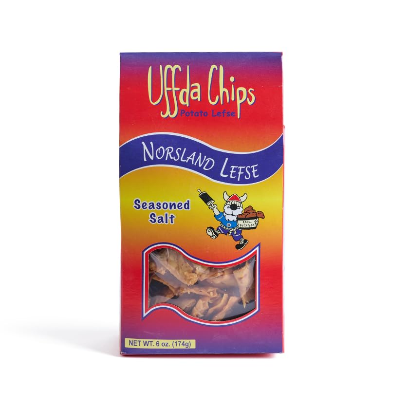 Uffda Chips - Made From Real Lefse - 6 Oz - By Norsland Lefse (Seasoned Salt)