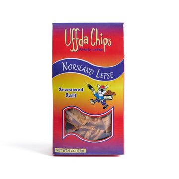 Uffda Chips - Made From Real Lefse - 6 Oz - By Norsland Lefse (Seasoned Salt)