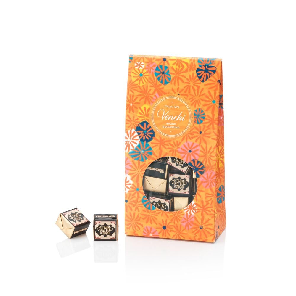 Venchi Cremino Extra Dark Chocolate 25-Piece Elegant Gift Box - Extra Dark Chocolate Shell With Mediterranean Almond Paste Between Creamy Piedmont Hazelnut Gianduja Chocolate - Vegan & Gluten Free