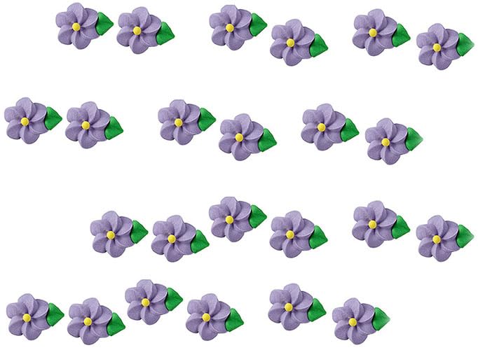 OCREME Royal Icing Sugar Flower Decorations, 1/2 Inch, Purple, Set of 24, Cake and Cupcake Toppers for Birthday, Wedding, Baby Shower