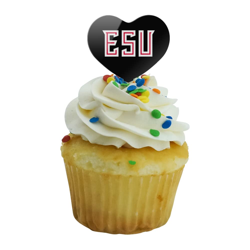 GRAPHICS & MORE Cupcake Picks Set of 6 - Acrylic Heart Toppers - East Stroudsburg University of Pennsylvania - One Size