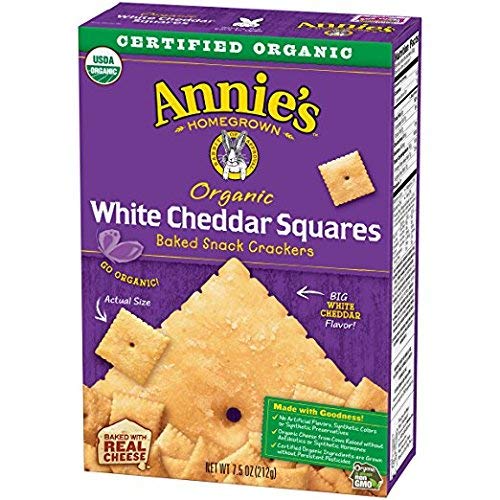 Annie'S Organic White Cheddar Squares Baked Snack Crackers 7.5 Oz. (Pack Of 2)2