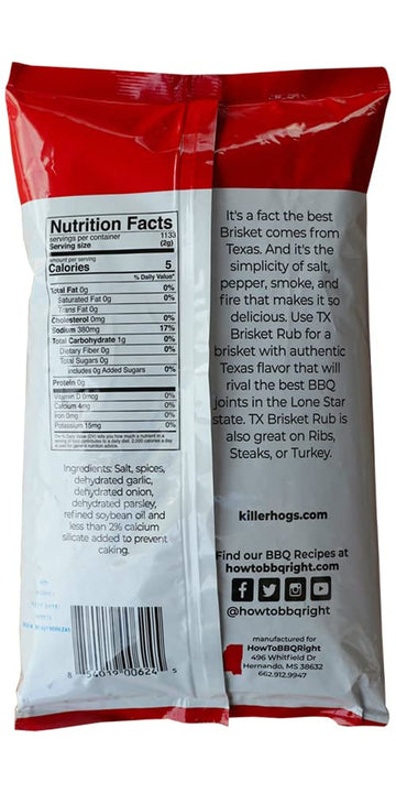 Killer Hogs BBQ TX Brisket Rub | Championship BBQ and Grill Seasoning for Texas Brisket | Great on Brisket, Ribs, Steaks, or Tur