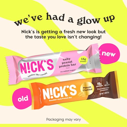 Nicks Protein Bars Chocolate Peanut | 15G Protein | 200 Calories | Low Carb Keto Friendly Snacks No Added Sugar (Multipack 12 Bars X 50G)