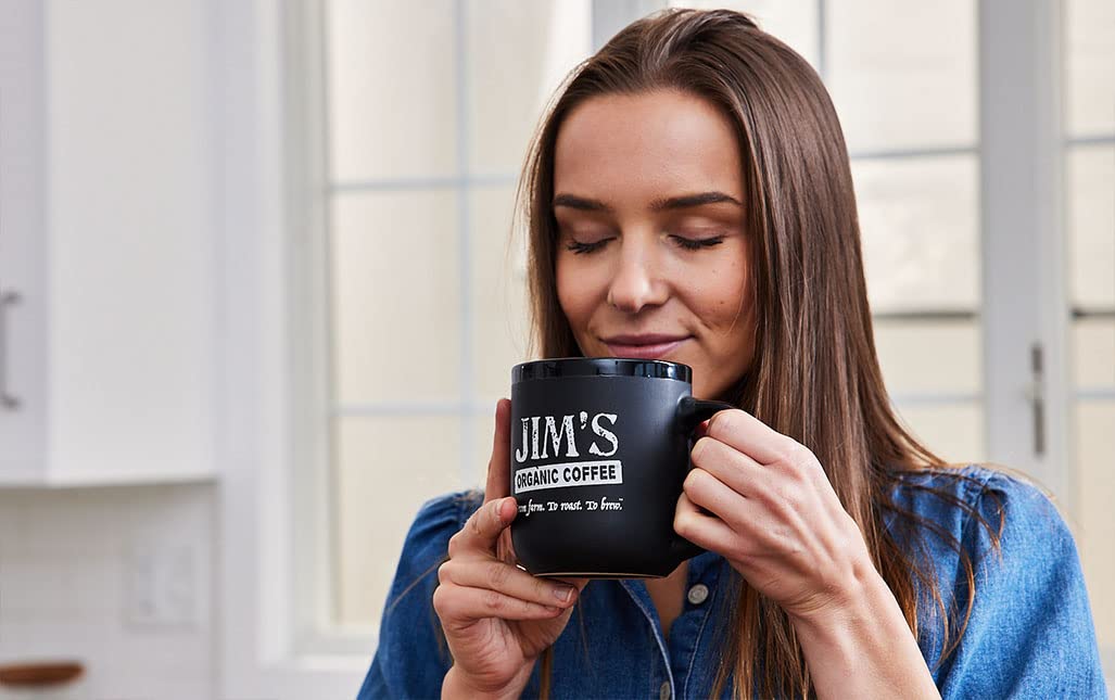 Jim’s Organic Coffee Hazelnut - All-Natural Flavored Light Roast Ground Coffee, 12 oz Bag