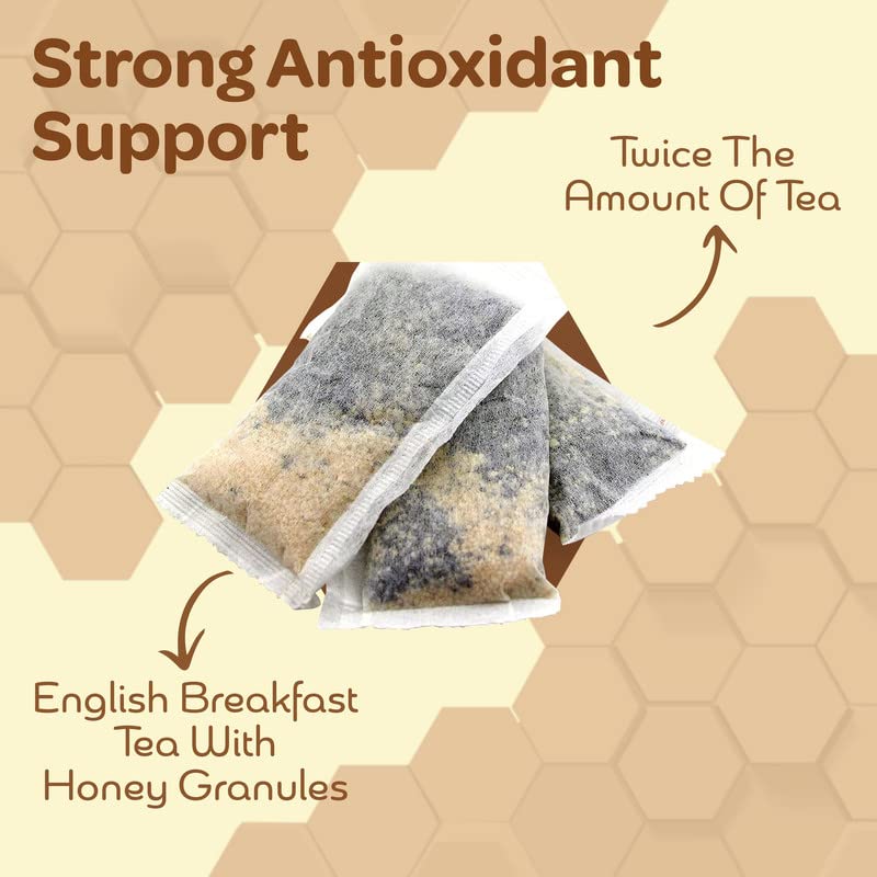True Honey English Breakfast Tea Bags - Honey Crystals Blended In Every Sachet - Strong Antioxidant Support - All Natural Organi