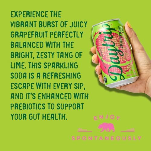 Daytrip Organic Sparkling Prebiotic Soda - Low Sugar, Low Calorie, 12-Pack Fruit Variety