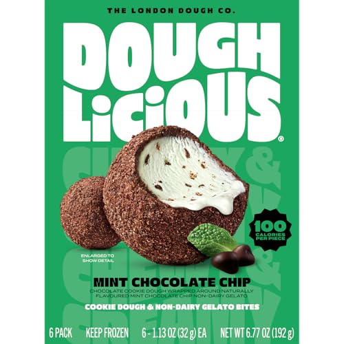 DOUGHLICIOUS Mint Chocolate Chip Cookie Dough & Gelato Bites, 6.77 OZ