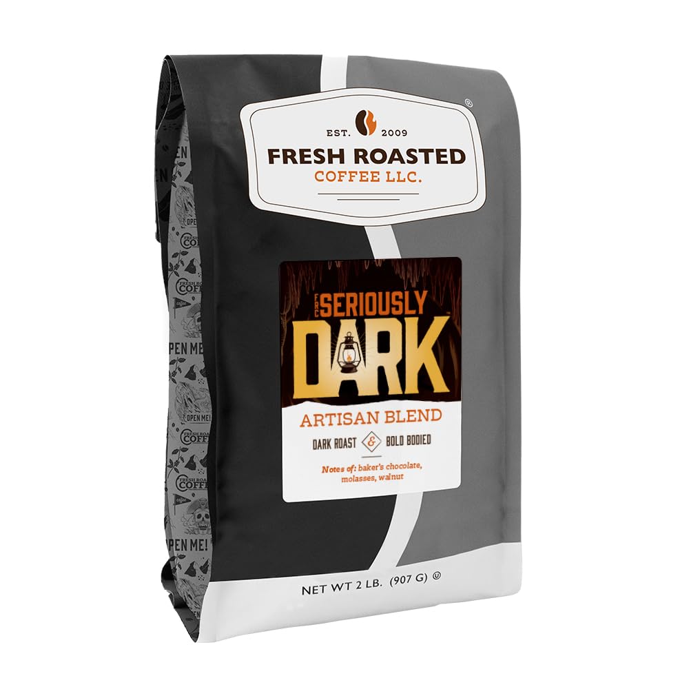 Fresh Roasted Coffee Seriously Dark Artisan Blend 2Lb Dark Roast  Kosher  Whole Bean