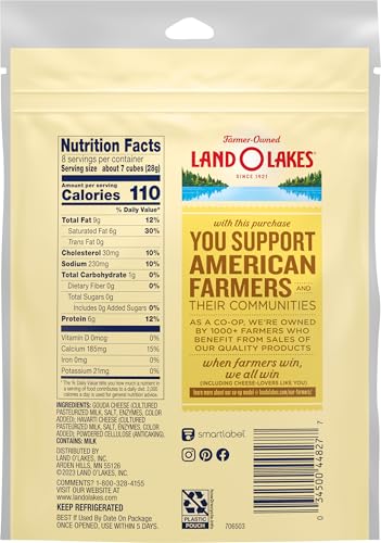 Land O Lakes Extra Sharp White Cheddar Cheese Cubes, 8 oz bag