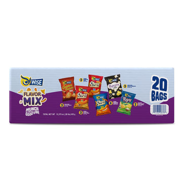 Wise Snacks Flavor Mix Variety Pack (20 Count), Gluten Free, Snack Size Chips Bulk Box, Perfect For Lunches And Snacks Single Se