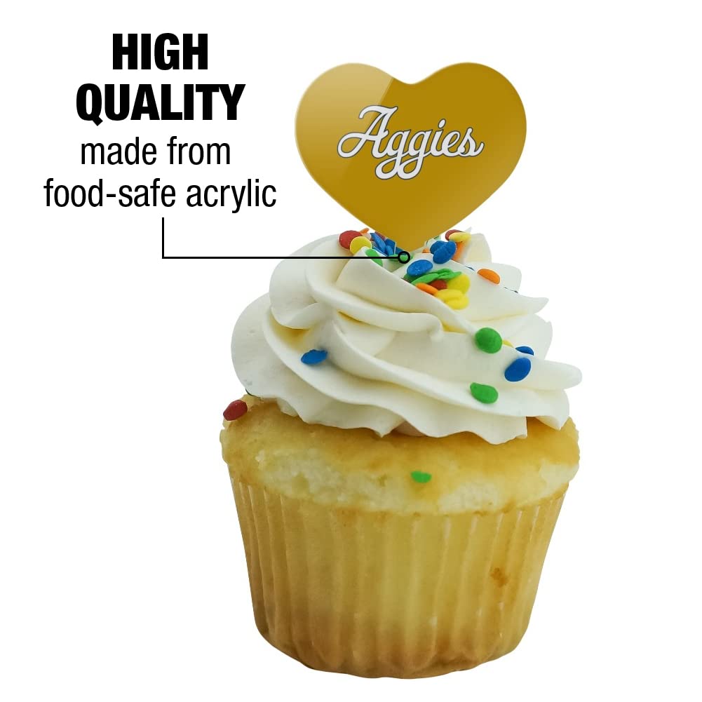 GRAPHICS & MORE Cupcake Picks Set of 6, Acrylic, UC Davis Secondary Logo Heart, One Size