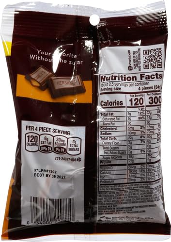 Hershey'S Sugar Free Chocolate With Caramel Candy, 3 Ounce Bag, Pack Of 3