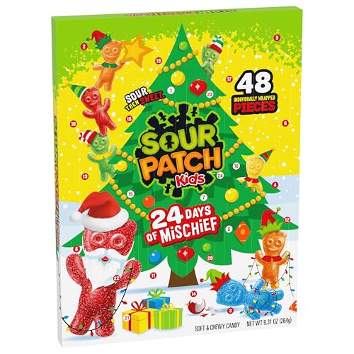 SOUR PATCH KIDS Big Kids Soft & Chewy Candy Holiday Advent Calendar  24 Days (48 Pieces of Candy)