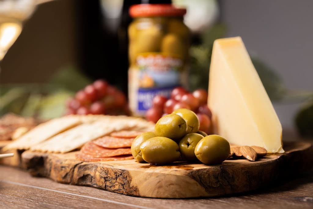 SANTA BARBARA OLIVE CO Pitted Green Olives Anchovy Stuffed Pack of 3, 5oz Each, Perfect for Charcuterie, Salads, Pizza, Pasta