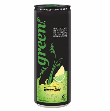 green Lemon Lime - Sugar Free, No calories, Naturally Sweetened with 100 Stevia Leaf Extract, carbonated Soda, 12 Fl Oz each can