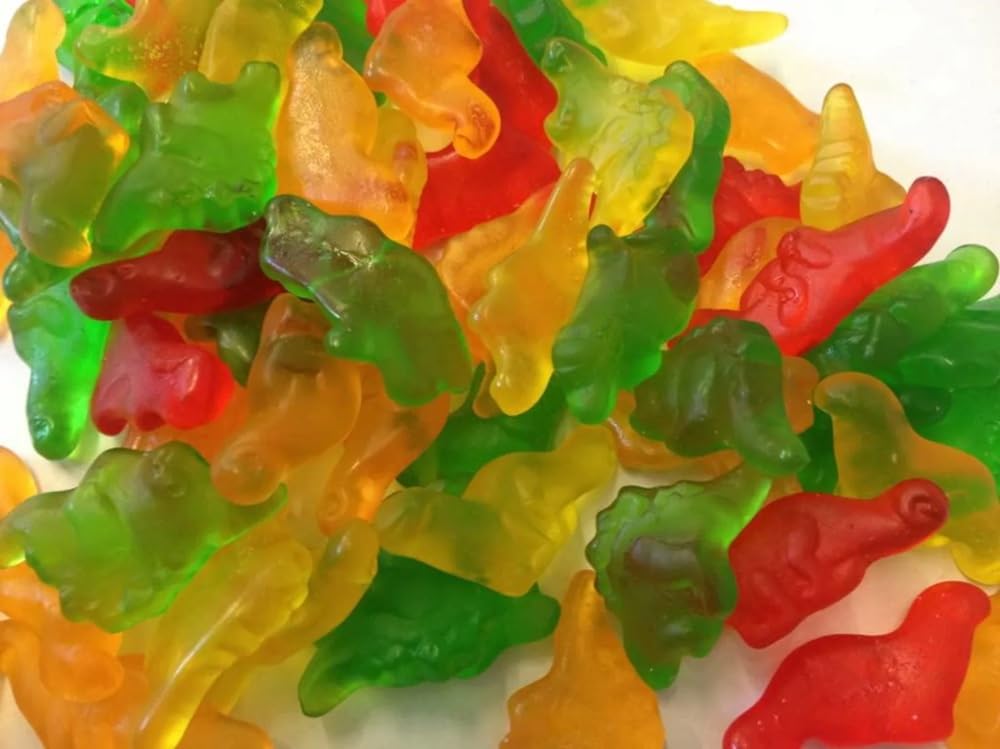 Dinosaur Gummy Candy  Assorted Fruit Flavors  50 Pieces per Pound  5 Pound Bag