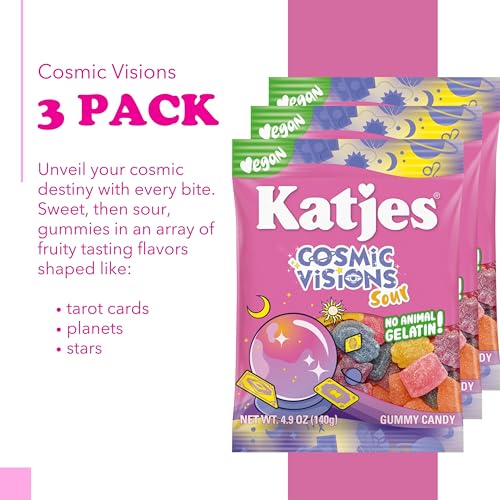 Katjes Vegan Gummy Candy, Sweet and Sour Fruity Snacks, 4.9oz Bags, 3 Pack, Gelatin-Free, No HFCS, Palm Oil Free