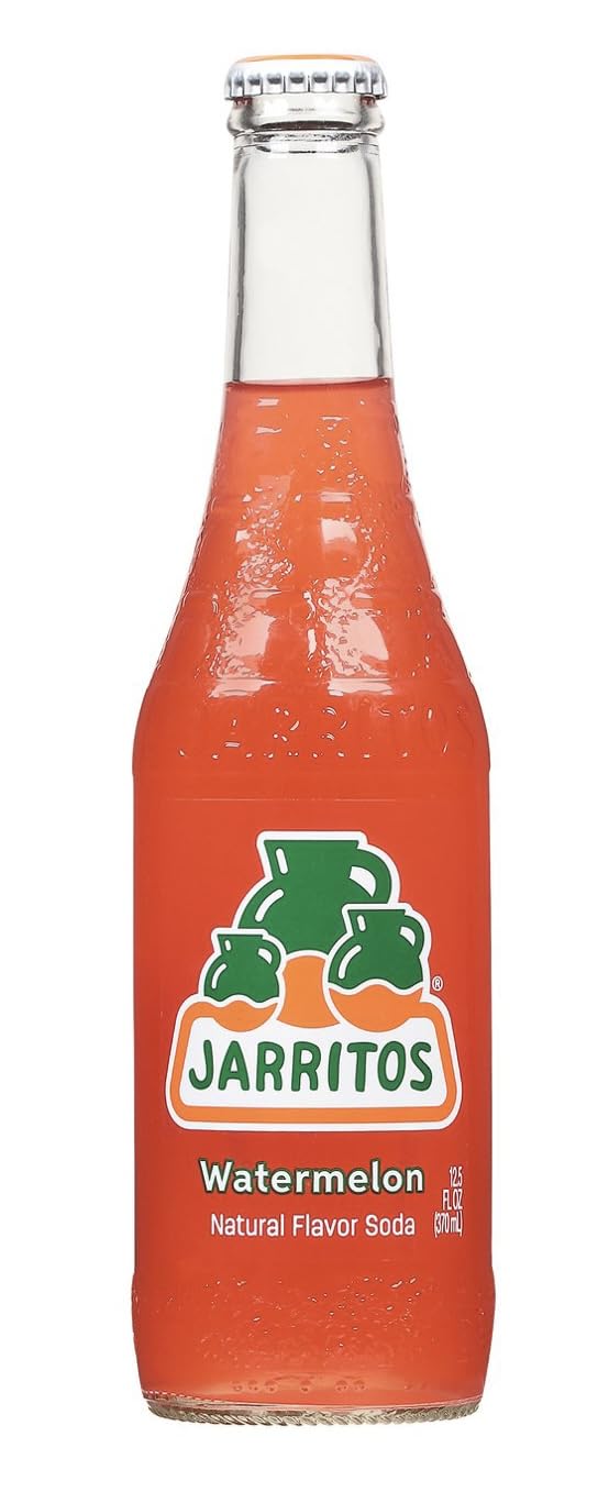 Jarritos Watermelon Soda 12.5oz Glass Bottle Pack of 6 - Refreshing Flavor by Border Merchant