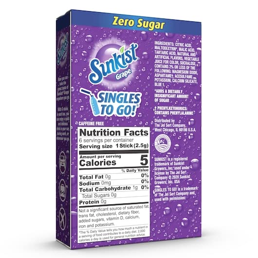 SINGLES TO GO! Drink Mix G , 3 Boxes, 18 Servings, 0.18 Ounce Each
