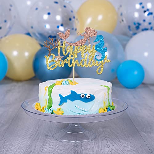 Festiko1Pcs Glitter Mermaid Cake Topper Mermaid Theme Birthday Cake Decorations For Mermaid Theme Party 1St Girls Birthday Merma