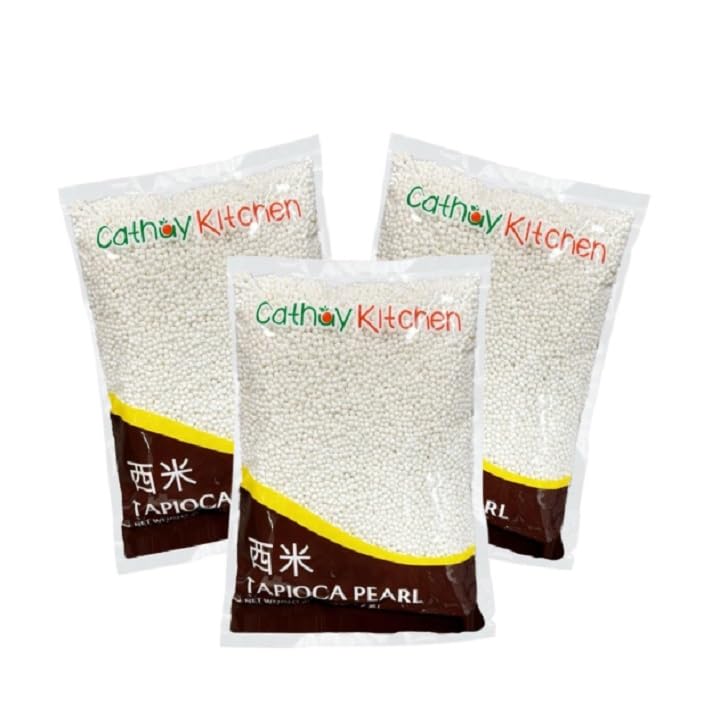 CATHAY KITCHEN Sago Tapioca Pearls for Bubble Tea, Non-GMO, Gluten-Free, 36 Oz (3 Pack)
