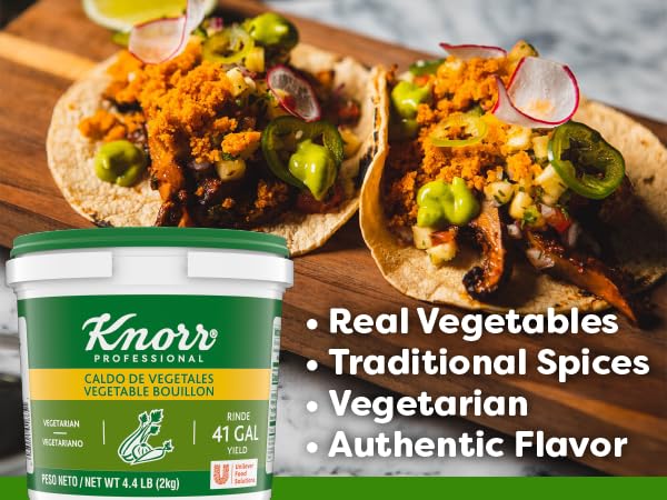 Knorr Professional Caldo De Vegetales, Vegetarian Bouillon, 4.4 Lb (Pack Of 4), Granulated Base, Bouillon As A Base, Marinade, F