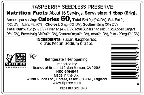 Tiptree Raspberry Seedless Preserve, 12 Ounce Jars (Pack Of 6)